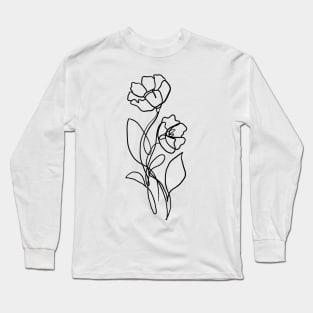 Flower Line Art Long Sleeve T-Shirt